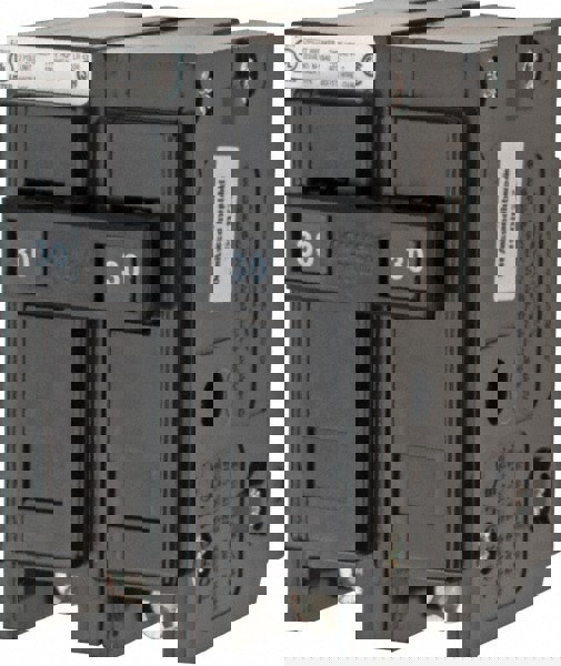 30 Amp, 120/240 VAC, 24 VDC, 48 VDC, 80 VDC, 2 Pole, Plug In Miniature Circuit Breaker